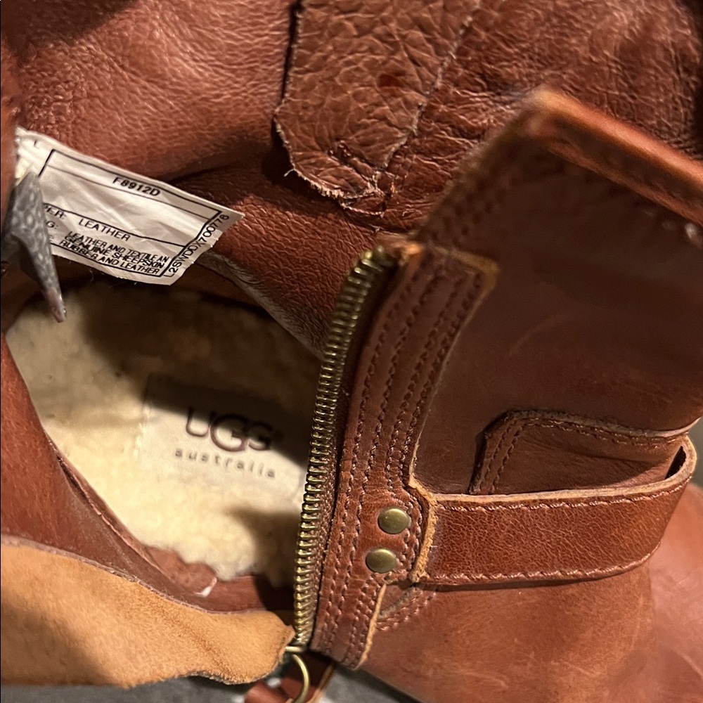 UGG Chestnut Leather Buckle Boots - Picture 6 of 7